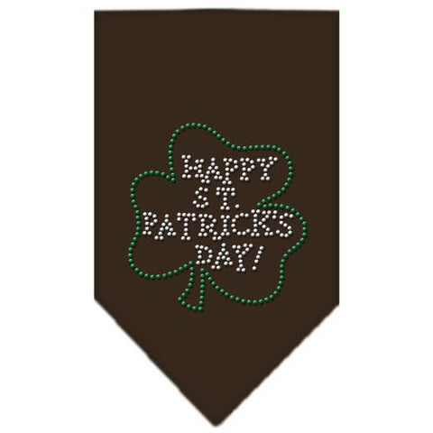 Happy St. Patricks Day Rhinestone Bandana Cocoa Small