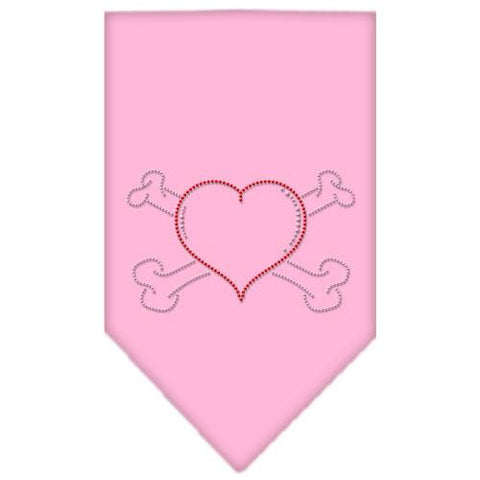 Heart Crossbone Rhinestone Bandana Light Pink Large