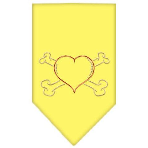 Heart Crossbone Rhinestone Bandana Yellow Large