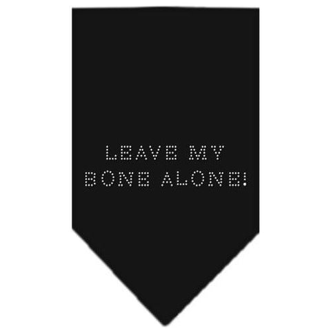 Leave My Bone Alone Rhinestone Bandana Black Small