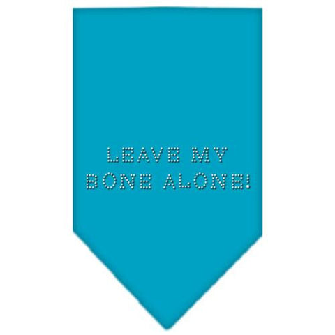 Leave My Bone Alone Rhinestone Bandana Turquoise Small