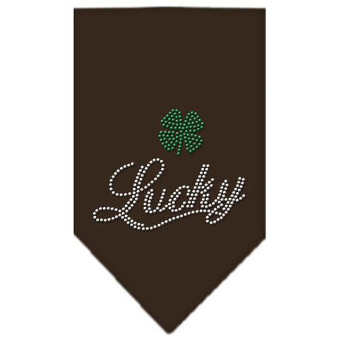 Lucky Script Rhinestone Bandana Cocoa Small