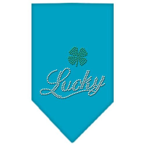 Lucky Script Rhinestone Bandana Turquoise Small