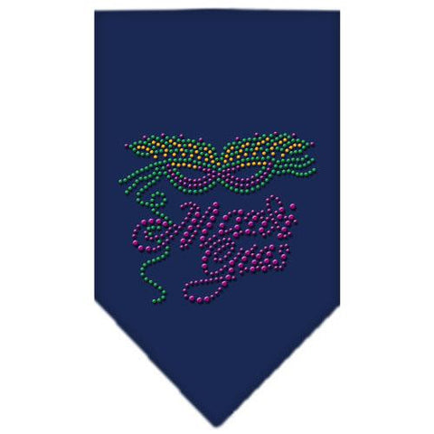 Mardi Gras Rhinestone Bandana Navy Blue large