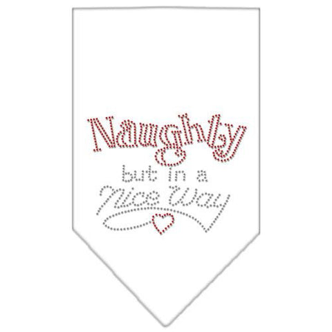 Naughty but in a Nice Way Rhinestone Bandana White Small