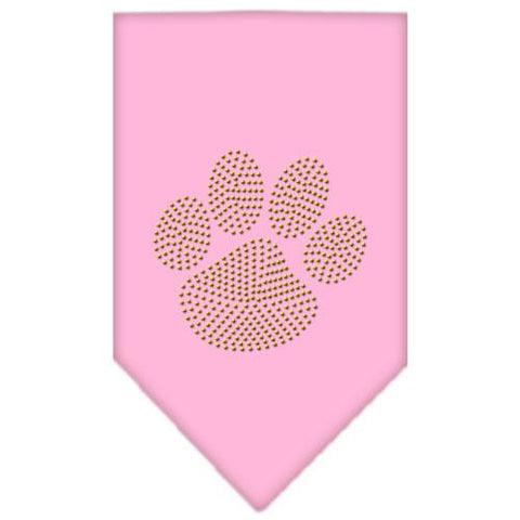 Paw Gold Rhinestone Bandana Light Pink Small