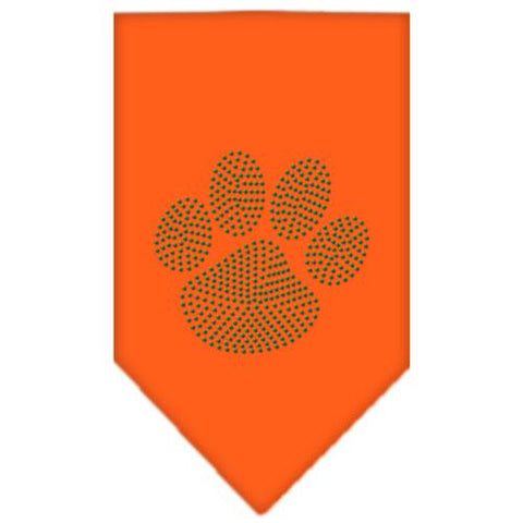 Paw Green Rhinestone Bandana Orange Large