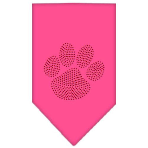 Paw Red Rhinestone Bandana Bright Pink Large