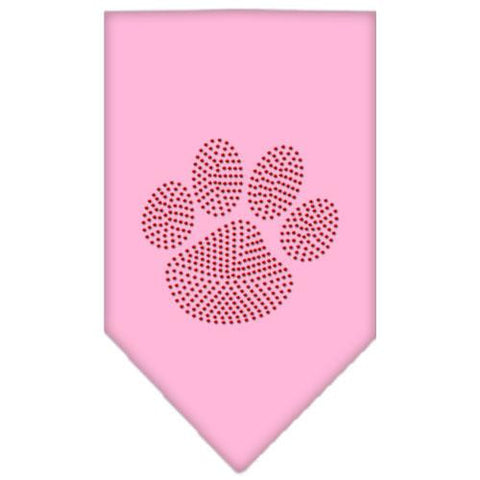 Paw Red Rhinestone Bandana Light Pink Small