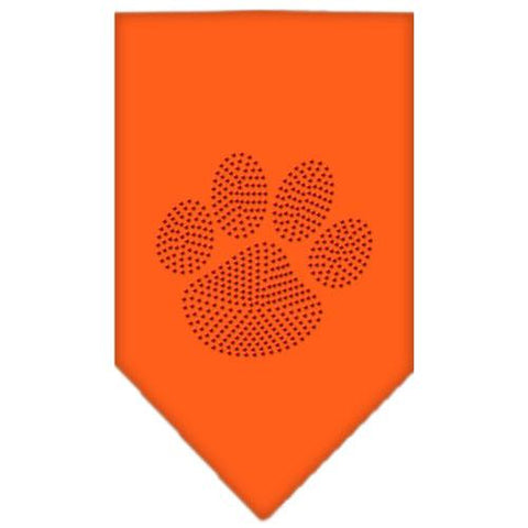 Paw Red Rhinestone Bandana Orange Small