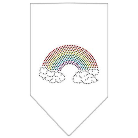 Rainbow Rhinestone Bandana White Small