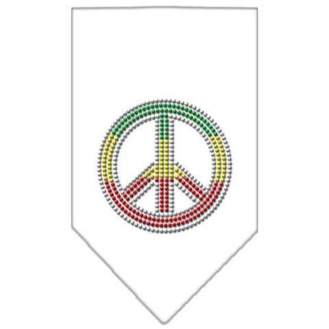 Rasta Peace Rhinestone Bandana White Large