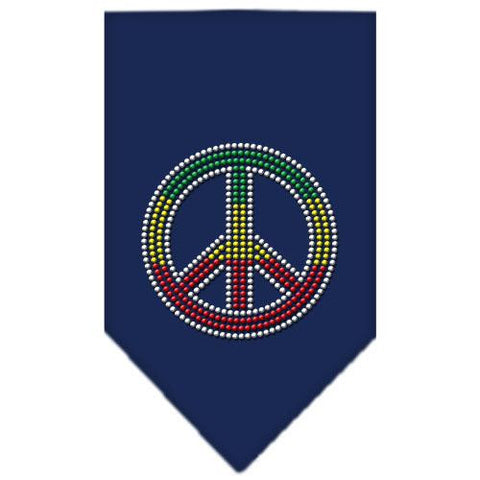 Rasta Peace Rhinestone Bandana Navy Blue Small