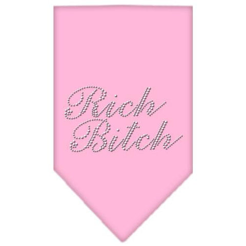 Rich Bitch Rhinestone Bandana Light Pink Large