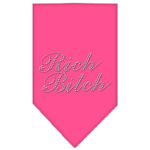 Rich Bitch Rhinestone Bandana Bright Pink Small