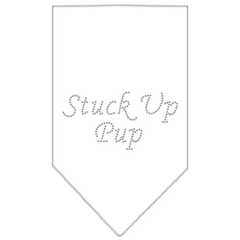 Stuck Up Pup Rhinestone Bandana White Large