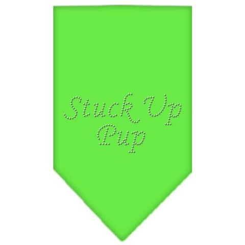 Stuck Up Pup Rhinestone Bandana Lime Green Small