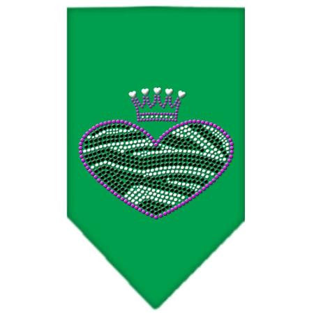 Zebra Heart Rhinestone Bandana Emerald Green Large