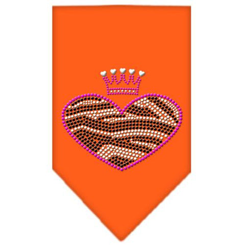 Zebra Heart Rhinestone Bandana Orange Large