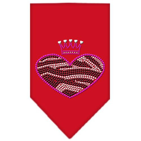 Zebra Heart Rhinestone Bandana Red Small