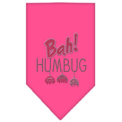 Bah Humbug Rhinestone Bandana Bright Pink Large