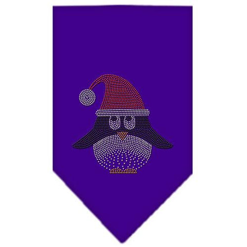 Santa Penguin Rhinestone Bandana Purple Large