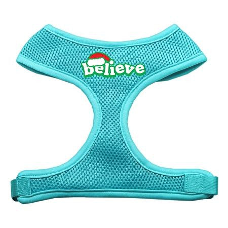 Believe Screen Print Soft Mesh Harnesses  Aqua Large