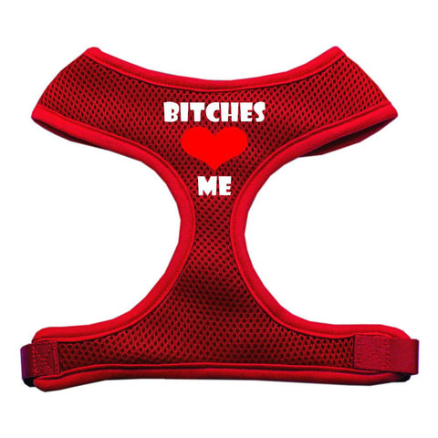 Bitches Love Me Soft Mesh Harnesses Red Large