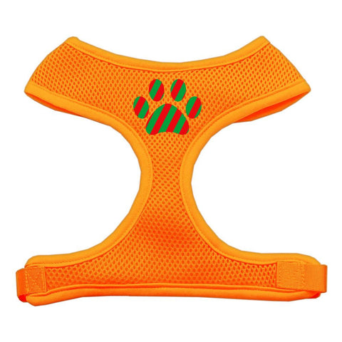 Christmas Paw Screen Print Soft Mesh Harness Orange Medium