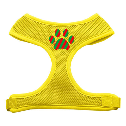 Christmas Paw Screen Print Soft Mesh Harness Yellow Small