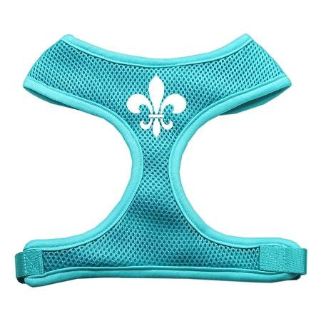 Fleur de Lis Design Soft Mesh Harnesses Aqua Large