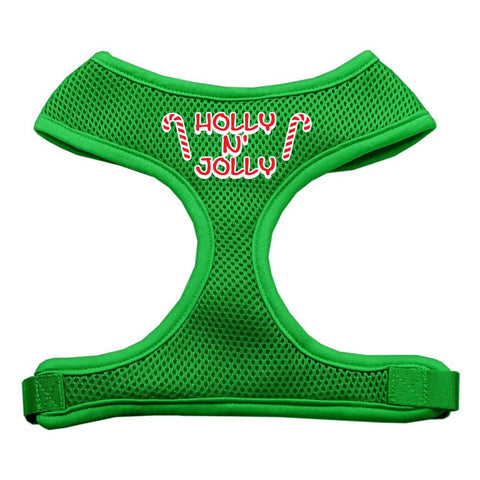 Holly N Jolly Screen Print Soft Mesh Harness  Emerald Green Large