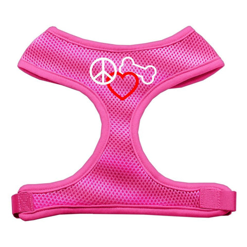 Peace, Love, Bone Design Soft Mesh Harnesses Pink Medium