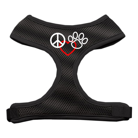 Peace, Love, Paw Design Soft Mesh Harnesses Black Large