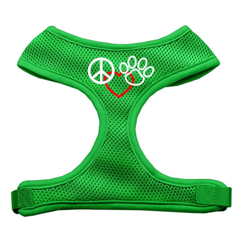 Peace, Love, Paw Design Soft Mesh Harnesses Emerald Green Large