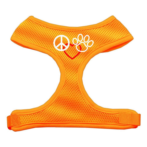 Peace, Love, Paw Design Soft Mesh Harnesses Orange Small