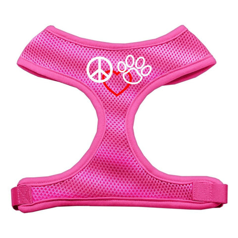 Peace, Love, Paw Design Soft Mesh Harnesses Pink Small