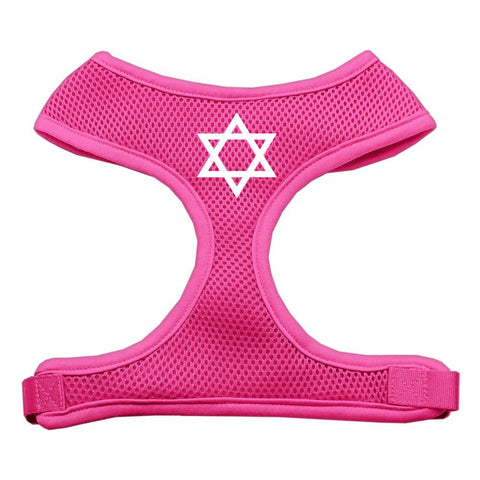 Star of David Screen Print Soft Mesh Harness Pink Large