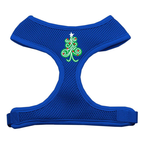 Swirly Christmas Tree Screen Print Soft Mesh Harness Blue Extra Large