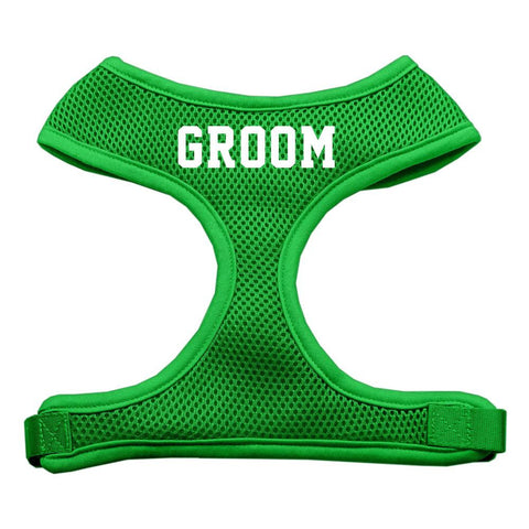 Groom Screen Print Soft Mesh Harness Emerald Green Small