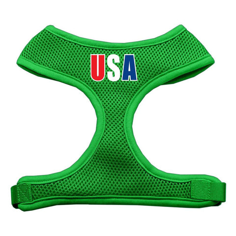 USA Star Screen Print Soft Mesh Harness Emerald Green Large