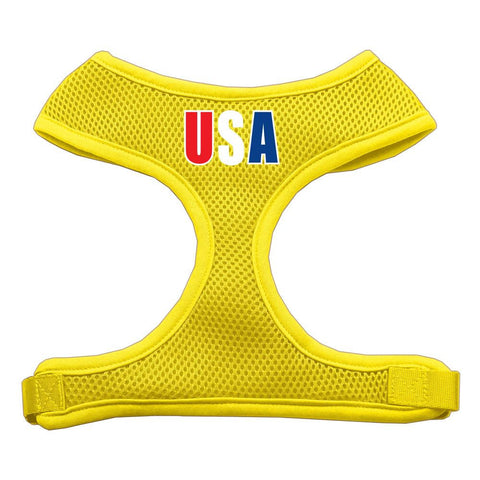 USA Star Screen Print Soft Mesh Harness Yellow Small