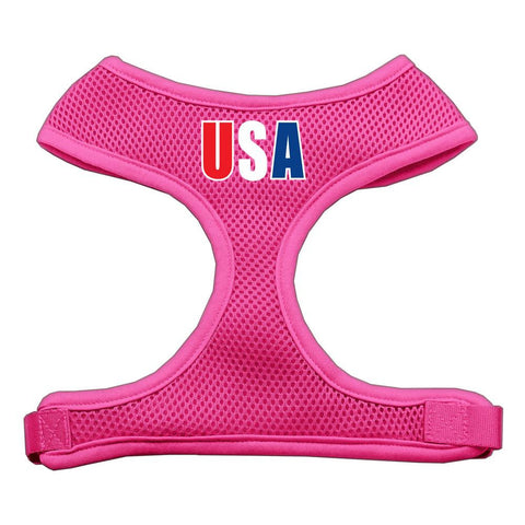 USA Star Screen Print Soft Mesh Harness Pink Extra Large