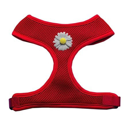 White Daisies Chipper Red Harness Medium