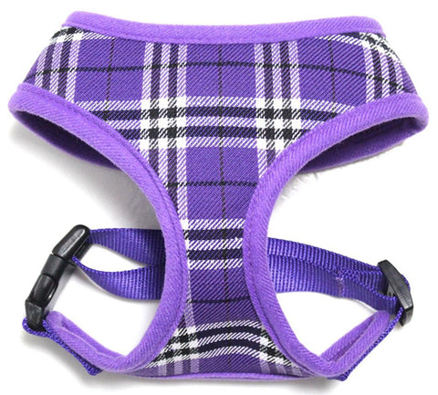 Plaid Mesh Pet Harness Purple Small