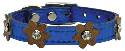 Flower Leather Metallic Blue w- Bronze Flowers 10