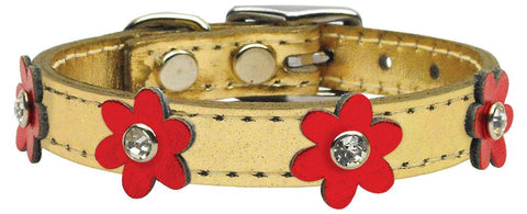 Flower Leather Gold w- Red MTLFlowers 10