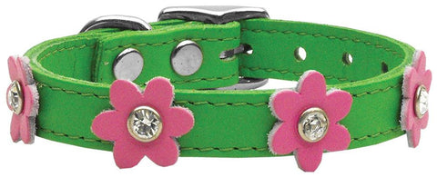 Flower Leather Emerald Green w- Pink Flowers 12