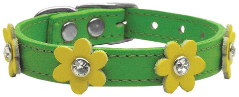 Flower Leather Emerald Green w- Yellow Flowers 12