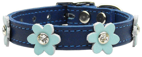 Flower Leather Blue w- Baby Blue Flowers 14